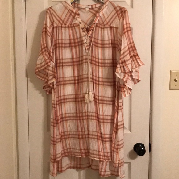 NWOT Soieblu Cotton Hi Low Plaid Tunic Dress S - Picture 5 of 8